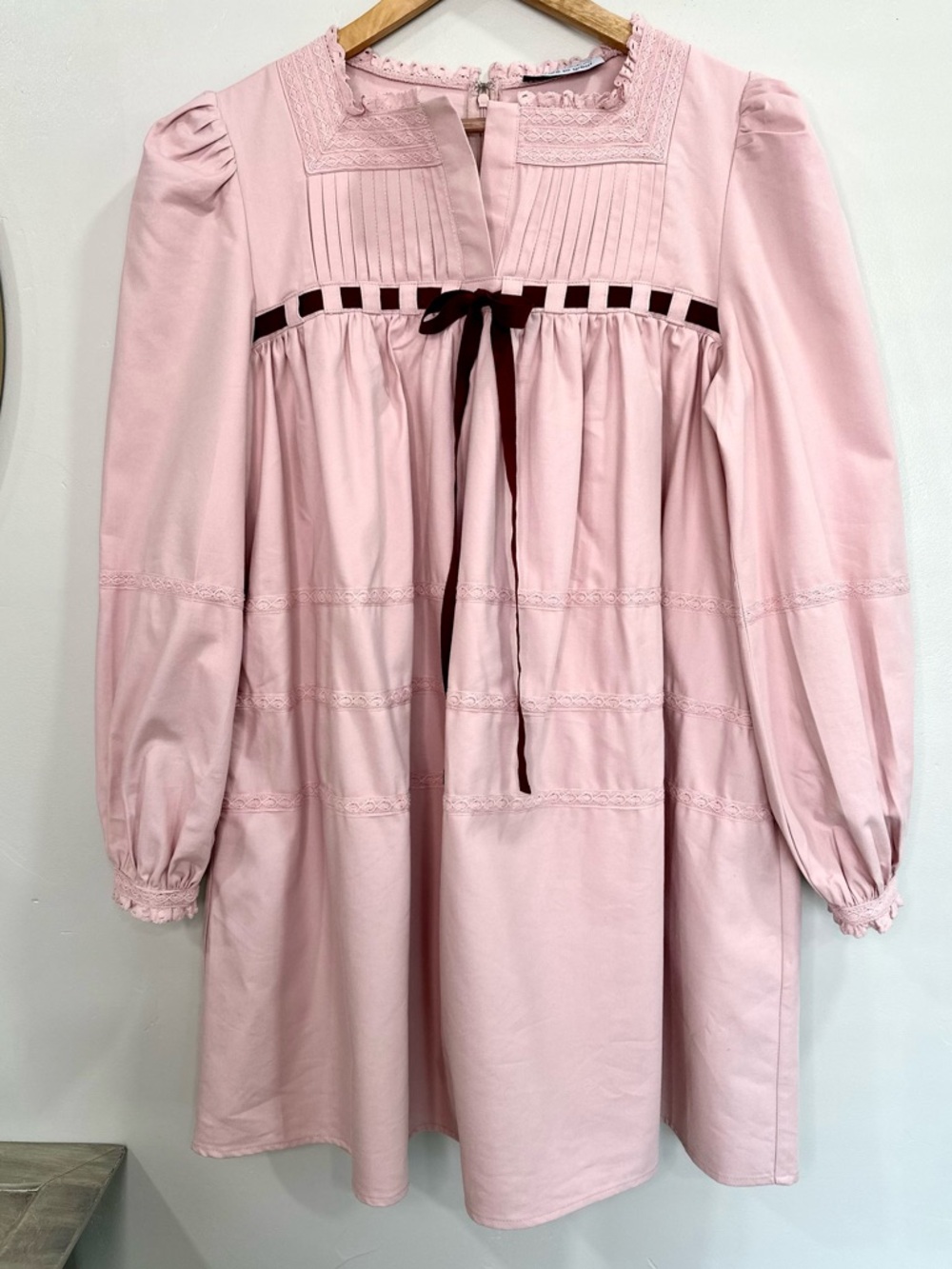Women's Pink Mini Dress with Ribbon Detail